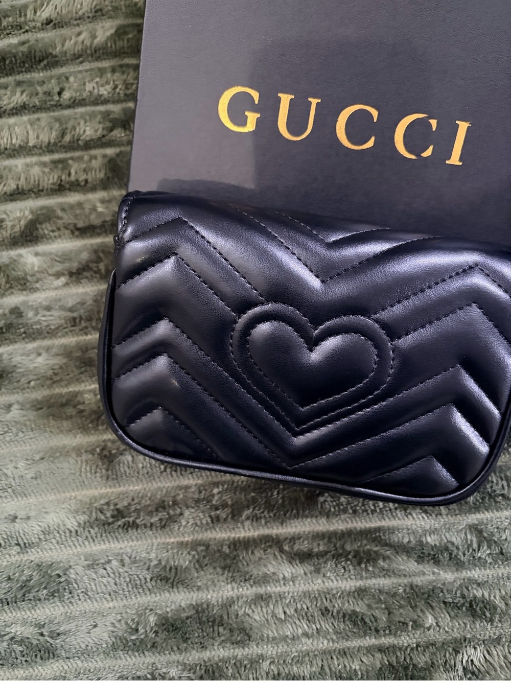 Gucci Black Matelassé Mini Shoulder Bag with Gold GG Chain - Picture 5 of 7